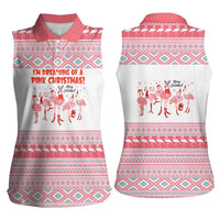 I'm Dreaming Of A Pink Christmas Flamingo Christmas Christmas Women Sleeveless Polo Shirt Xmas Holiday Patterns - Wonder Print Shop
