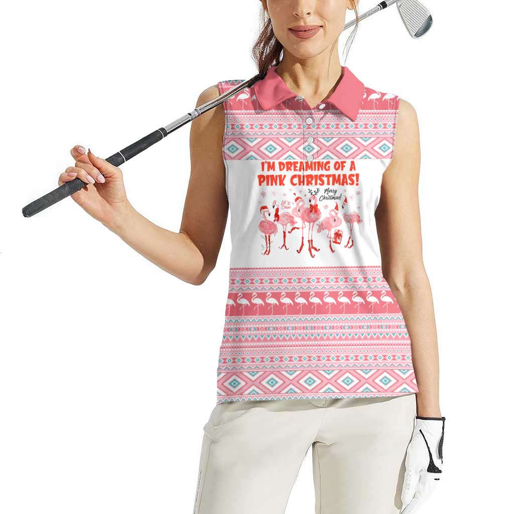I'm Dreaming Of A Pink Christmas Flamingo Christmas Christmas Women Sleeveless Polo Shirt Xmas Holiday Patterns - Wonder Print Shop
