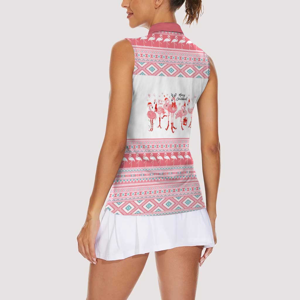 I'm Dreaming Of A Pink Christmas Flamingo Christmas Christmas Women Sleeveless Polo Shirt Xmas Holiday Patterns - Wonder Print Shop