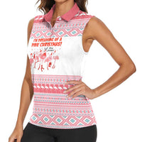 I'm Dreaming Of A Pink Christmas Flamingo Christmas Christmas Women Sleeveless Polo Shirt Xmas Holiday Patterns - Wonder Print Shop
