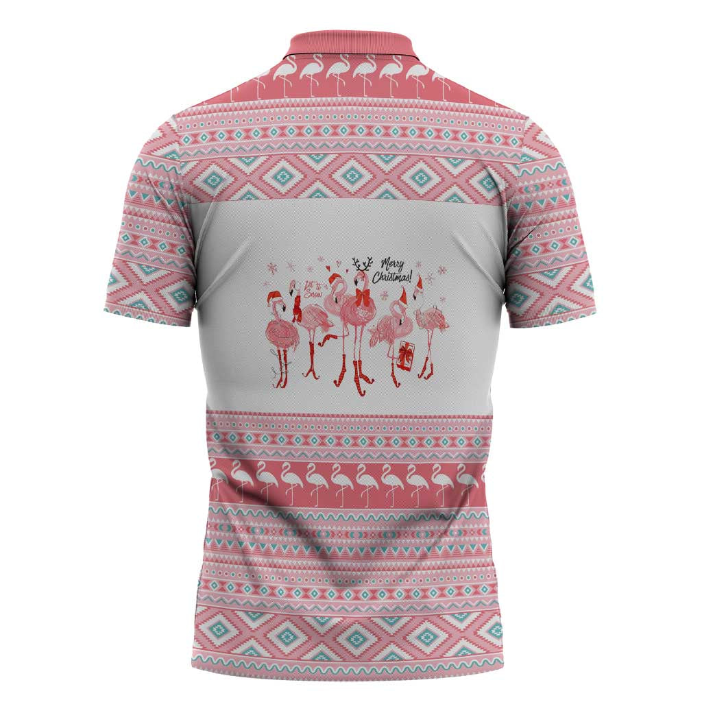 I'm Dreaming Of A Pink Christmas Flamingo Christmas Christmas Zipper Polo Shirt Xmas Holiday Patterns - Wonder Print Shop