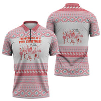I'm Dreaming Of A Pink Christmas Flamingo Christmas Christmas Zipper Polo Shirt Xmas Holiday Patterns - Wonder Print Shop