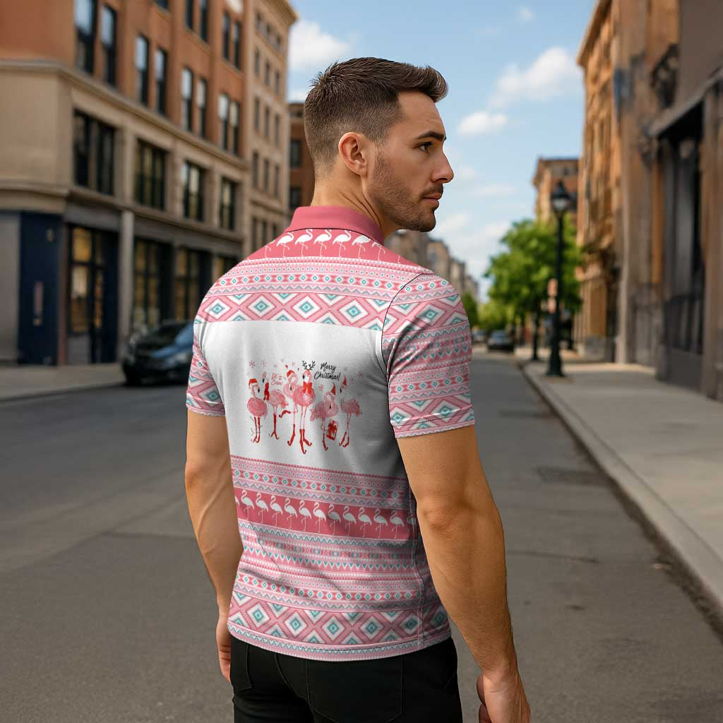 I'm Dreaming Of A Pink Christmas Flamingo Christmas Christmas Zipper Polo Shirt Xmas Holiday Patterns - Wonder Print Shop