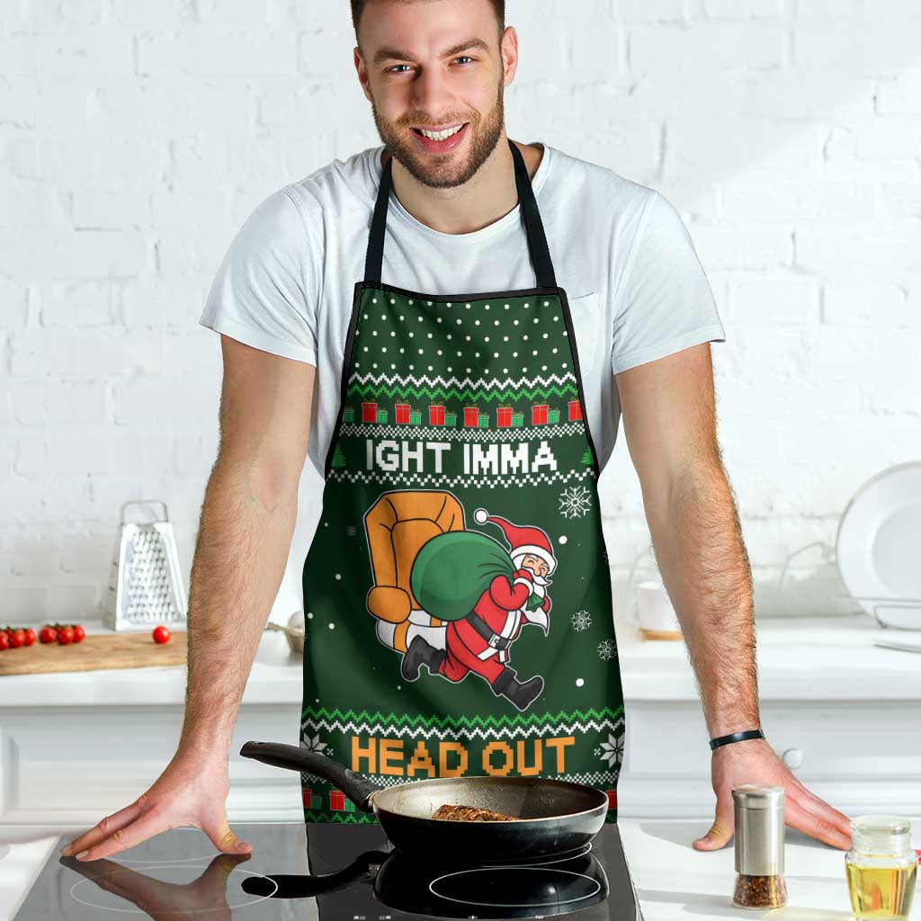 Ight Imma Head Out Santa Funny Christmas Christmas Apron Xmas Holiday Patterns - Wonder Print Shop