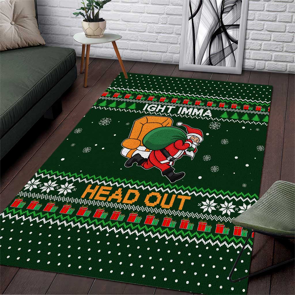Ight Imma Head Out Santa Funny Christmas Christmas Area Rug Xmas Holiday Patterns - Wonder Print Shop