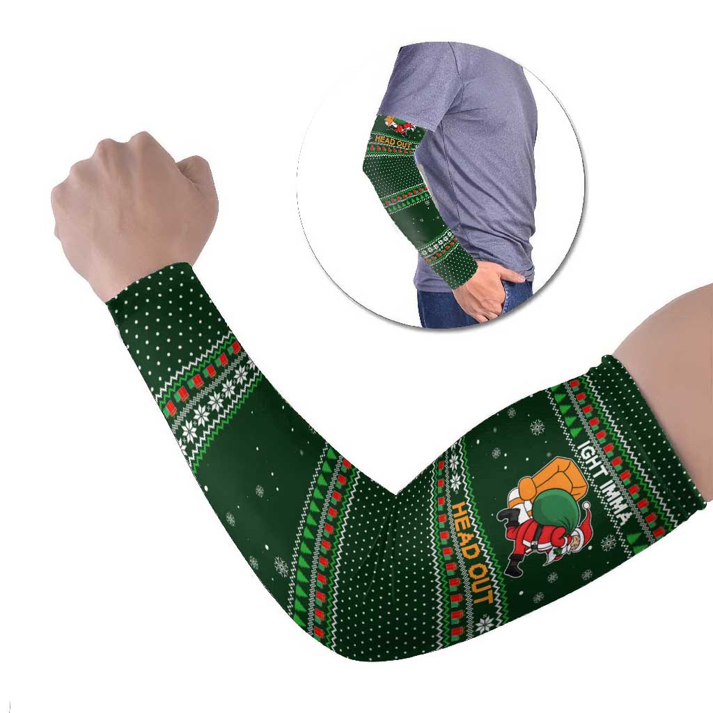 Ight Imma Head Out Santa Funny Christmas Christmas Arm Sleeves Xmas Holiday Patterns - Wonder Print Shop