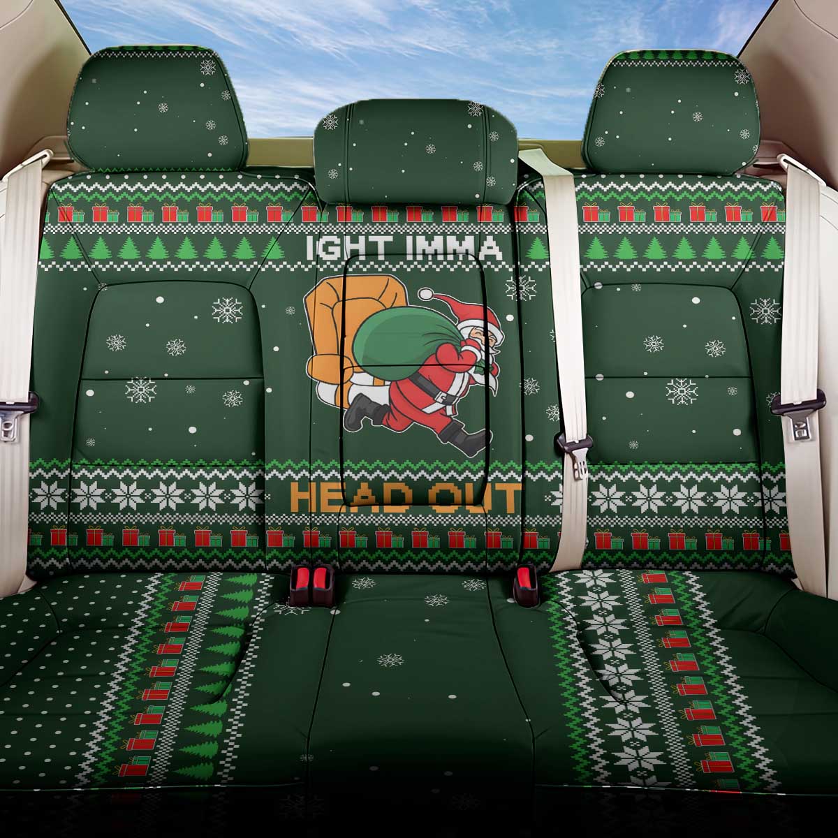 Ight Imma Head Out Santa Funny Christmas Christmas Back Car Seat Cover Xmas Holiday Patterns - Wonder Print Shop