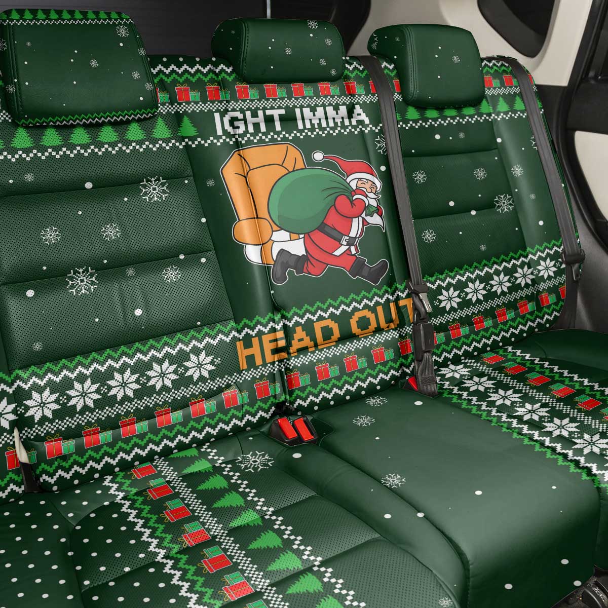Ight Imma Head Out Santa Funny Christmas Christmas Back Car Seat Cover Xmas Holiday Patterns - Wonder Print Shop