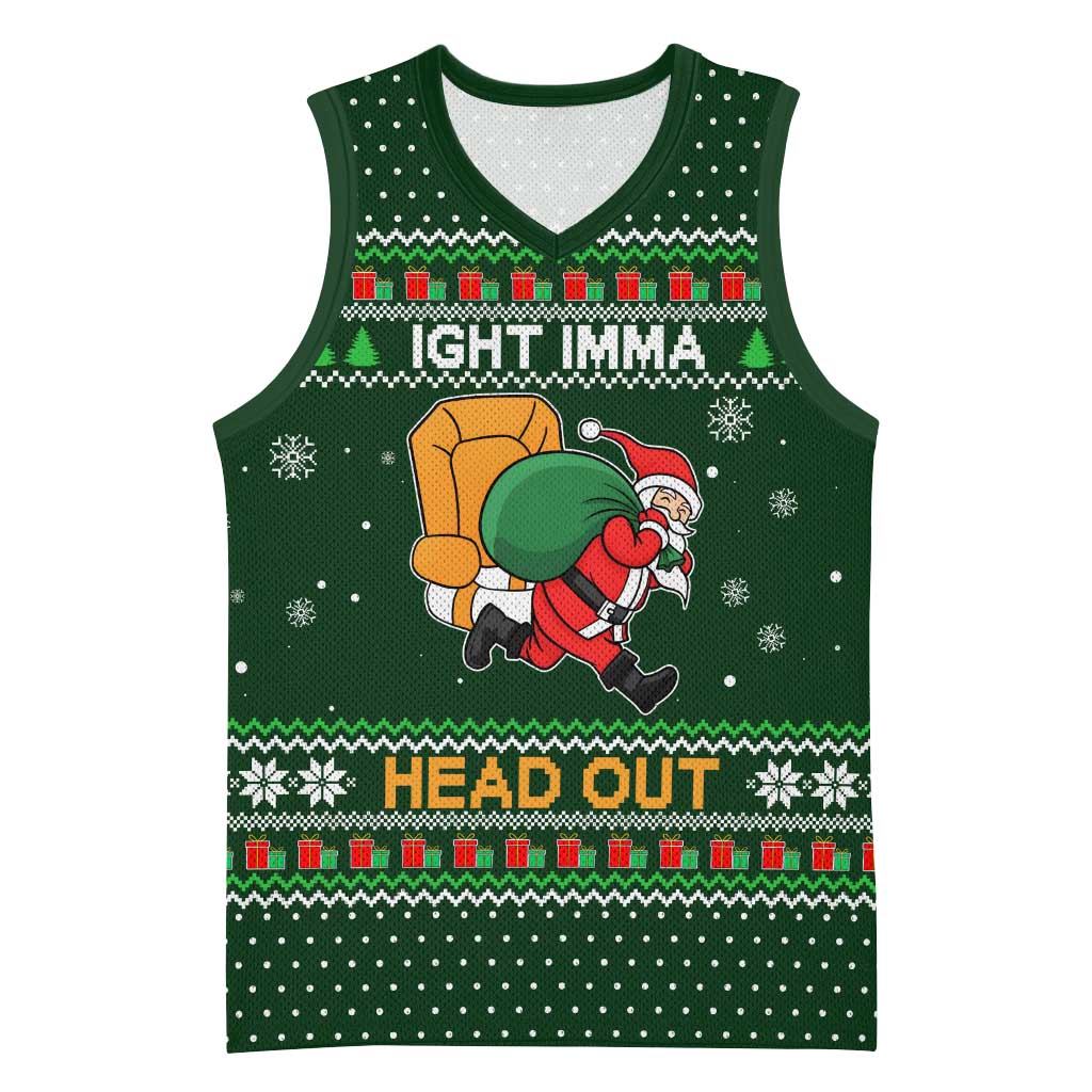 Ight Imma Head Out Santa Funny Christmas Christmas Basketball Jersey Xmas Holiday Patterns - Wonder Print Shop
