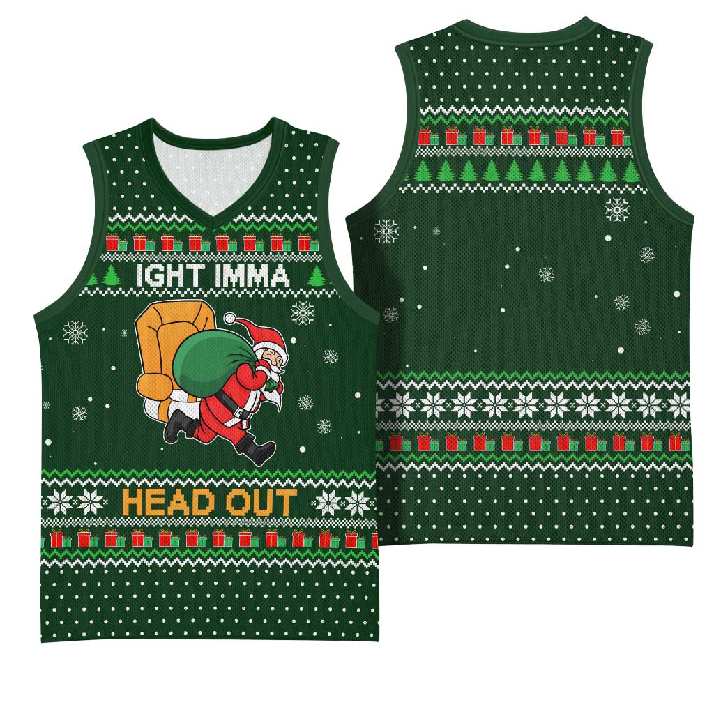Ight Imma Head Out Santa Funny Christmas Christmas Basketball Jersey Xmas Holiday Patterns - Wonder Print Shop