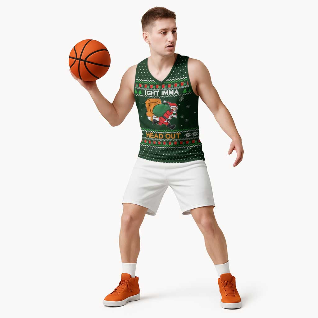 Ight Imma Head Out Santa Funny Christmas Christmas Basketball Jersey Xmas Holiday Patterns - Wonder Print Shop
