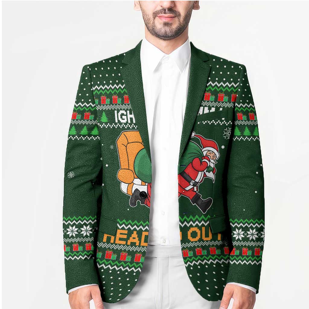 Ight Imma Head Out Santa Funny Christmas Christmas Blazer Xmas Holiday Patterns - Wonder Print Shop
