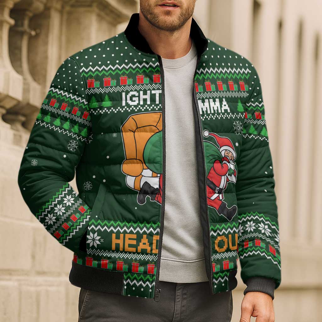 Ight Imma Head Out Santa Funny Christmas Christmas Bomber Puffer Jacket Xmas Holiday Patterns - Wonder Print Shop