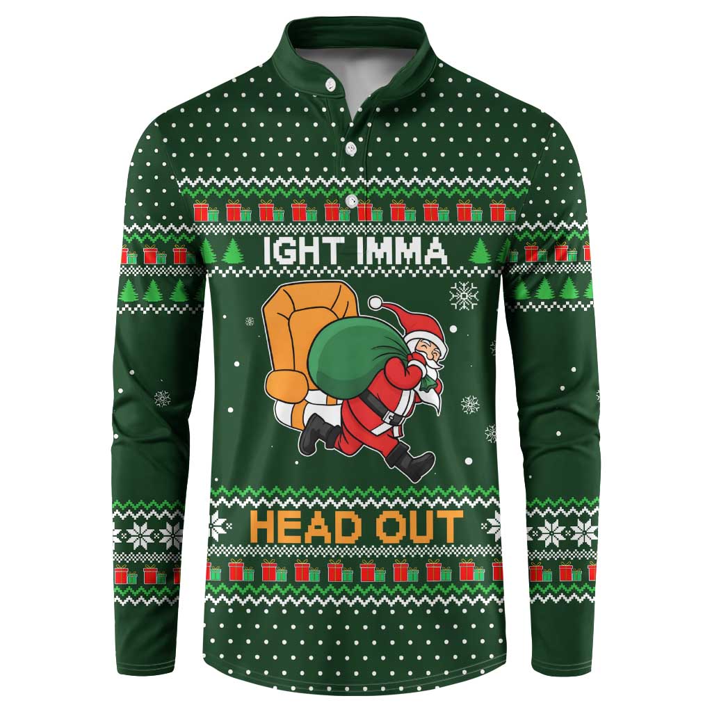 Ight Imma Head Out Santa Funny Christmas Christmas Button Sweatshirt Xmas Holiday Patterns - Wonder Print Shop