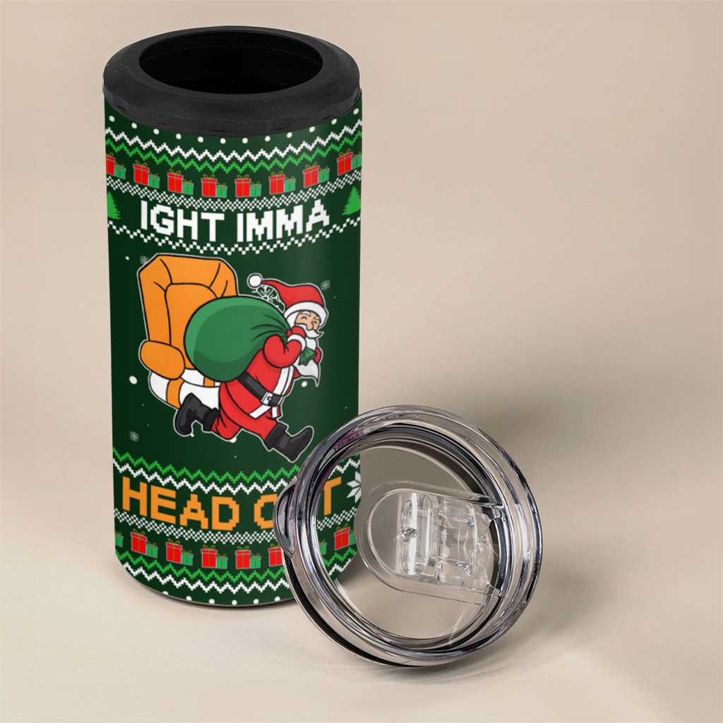 Ight Imma Head Out Santa Funny Christmas Christmas 4 in 1 Can Cooler Tumbler Xmas Holiday Patterns - Wonder Print Shop