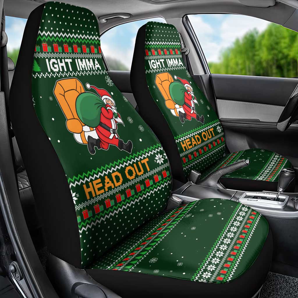 Ight Imma Head Out Santa Funny Christmas Christmas Car Seat Cover Xmas Holiday Patterns - Wonder Print Shop