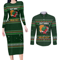 Ight Imma Head Out Santa Funny Christmas Christmas Couples Matching Long Sleeve Bodycon Dress and Long Sleeve Button Shirt Xmas Holiday Patterns - Wonder Print Shop