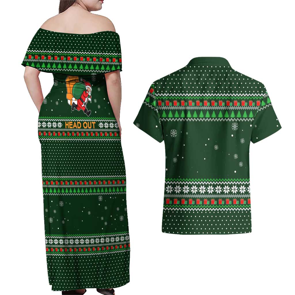 Ight Imma Head Out Santa Funny Christmas Christmas Couples Matching Off Shoulder Maxi Dress and Hawaiian Shirt Xmas Holiday Patterns - Wonder Print Shop