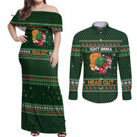 Ight Imma Head Out Santa Funny Christmas Christmas Couples Matching Off Shoulder Maxi Dress and Long Sleeve Button Shirt Xmas Holiday Patterns - Wonder Print Shop