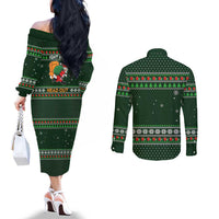 Ight Imma Head Out Santa Funny Christmas Christmas Couples Matching Off The Shoulder Long Sleeve Dress and Long Sleeve Button Shirt Xmas Holiday Patterns - Wonder Print Shop