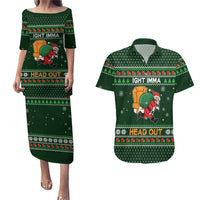 Ight Imma Head Out Santa Funny Christmas Christmas Couples Matching Puletasi and Hawaiian Shirt Xmas Holiday Patterns - Wonder Print Shop