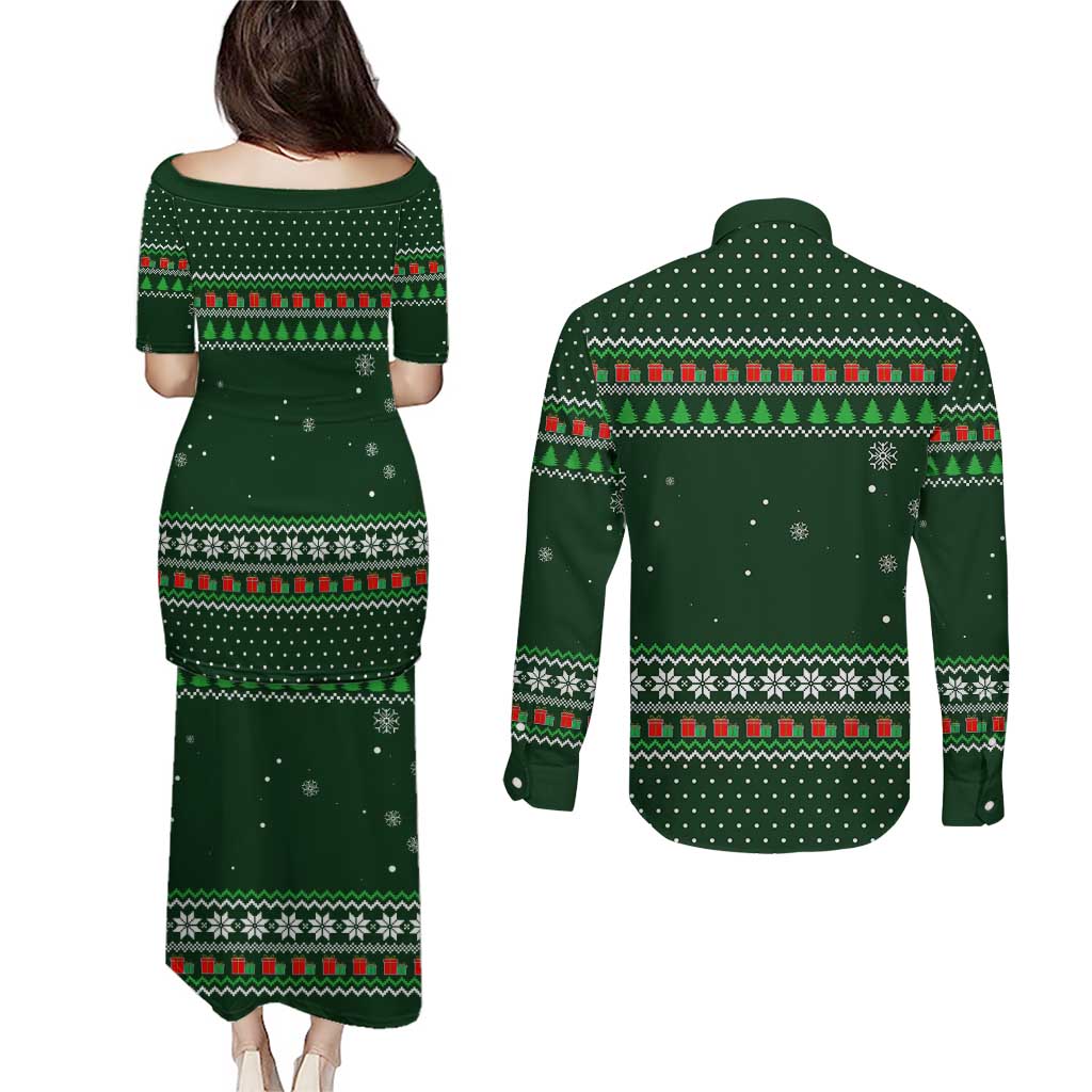 Ight Imma Head Out Santa Funny Christmas Christmas Couples Matching Puletasi and Long Sleeve Button Shirt Xmas Holiday Patterns - Wonder Print Shop