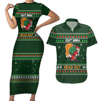 Ight Imma Head Out Santa Funny Christmas Christmas Couples Matching Short Sleeve Bodycon Dress and Hawaiian Shirt Xmas Holiday Patterns - Wonder Print Shop