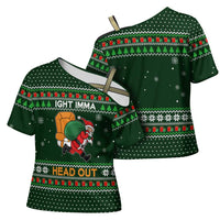Ight Imma Head Out Santa Funny Christmas Christmas Cross Shoulder Shirt Xmas Holiday Patterns - Wonder Print Shop