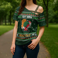 Ight Imma Head Out Santa Funny Christmas Christmas Cross Shoulder Shirt Xmas Holiday Patterns - Wonder Print Shop