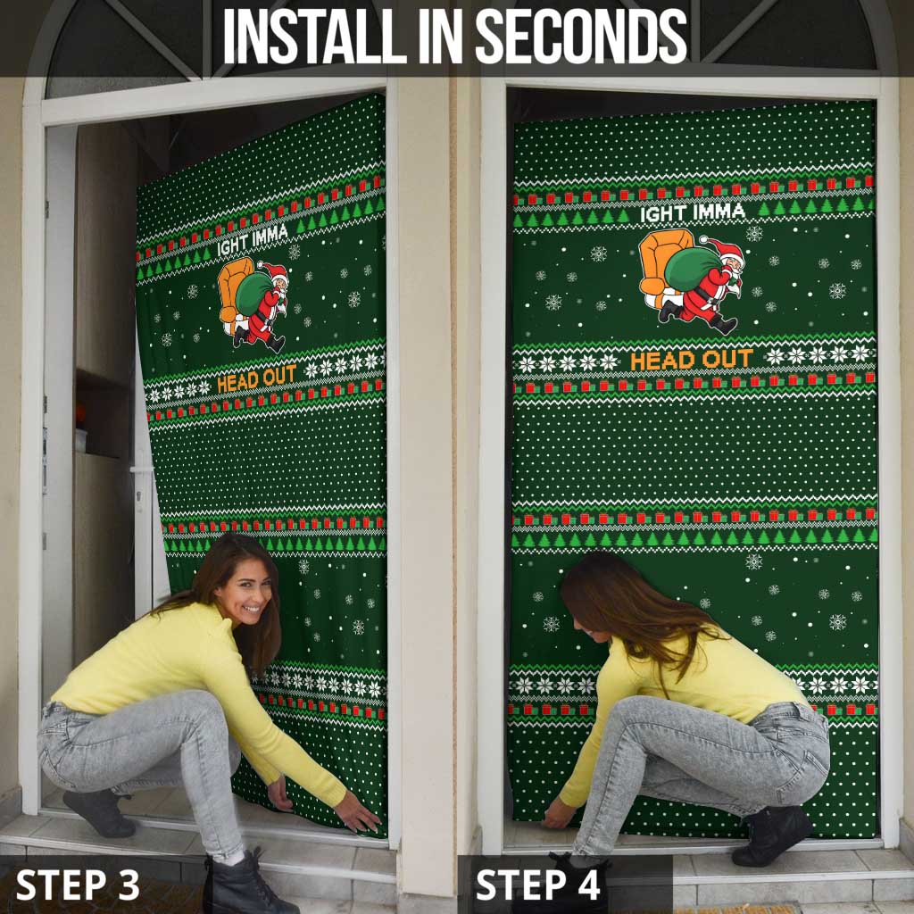 Ight Imma Head Out Santa Funny Christmas Christmas Door Cover Xmas Holiday Patterns - Wonder Print Shop