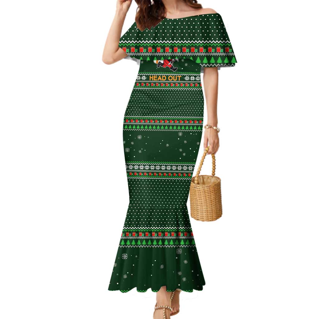 Ight Imma Head Out Santa Funny Christmas Christmas Family Matching Mermaid Dress and Hawaiian Shirt Xmas Holiday Patterns - Wonder Print Shop