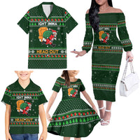 Ight Imma Head Out Santa Funny Christmas Christmas Family Matching Off The Shoulder Long Sleeve Dress and Hawaiian Shirt Xmas Holiday Patterns - Wonder Print Shop