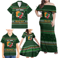 Ight Imma Head Out Santa Funny Christmas Christmas Family Matching Off Shoulder Maxi Dress and Hawaiian Shirt Xmas Holiday Patterns - Wonder Print Shop