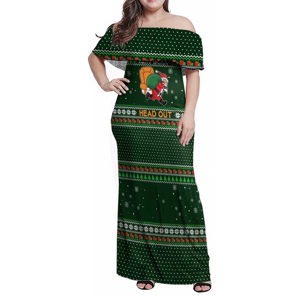 Ight Imma Head Out Santa Funny Christmas Christmas Family Matching Off Shoulder Maxi Dress and Hawaiian Shirt Xmas Holiday Patterns - Wonder Print Shop