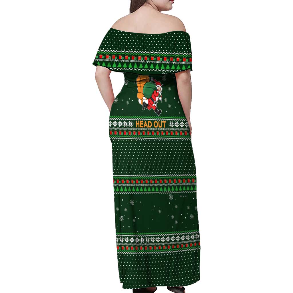 Ight Imma Head Out Santa Funny Christmas Christmas Family Matching Off Shoulder Maxi Dress and Hawaiian Shirt Xmas Holiday Patterns - Wonder Print Shop
