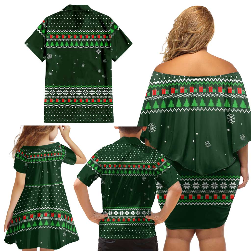 Ight Imma Head Out Santa Funny Christmas Christmas Family Matching Off Shoulder Short Dress and Hawaiian Shirt Xmas Holiday Patterns - Wonder Print Shop