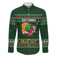 Ight Imma Head Out Santa Funny Christmas Christmas Family Matching Off Shoulder Short Dress and Hawaiian Shirt Xmas Holiday Patterns - Wonder Print Shop