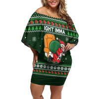 Ight Imma Head Out Santa Funny Christmas Christmas Family Matching Off Shoulder Short Dress and Hawaiian Shirt Xmas Holiday Patterns - Wonder Print Shop