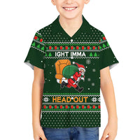 Ight Imma Head Out Santa Funny Christmas Christmas Family Matching Off Shoulder Short Dress and Hawaiian Shirt Xmas Holiday Patterns - Wonder Print Shop