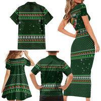 Ight Imma Head Out Santa Funny Christmas Christmas Family Matching Short Sleeve Bodycon Dress and Hawaiian Shirt Xmas Holiday Patterns - Wonder Print Shop