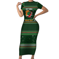 Ight Imma Head Out Santa Funny Christmas Christmas Family Matching Short Sleeve Bodycon Dress and Hawaiian Shirt Xmas Holiday Patterns - Wonder Print Shop
