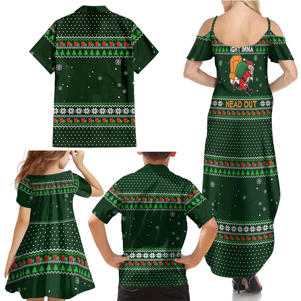 Ight Imma Head Out Santa Funny Christmas Christmas Family Matching Summer Maxi Dress and Hawaiian Shirt Xmas Holiday Patterns - Wonder Print Shop