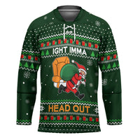Ight Imma Head Out Santa Funny Christmas Christmas Hockey Jersey Xmas Holiday Patterns - Wonder Print Shop