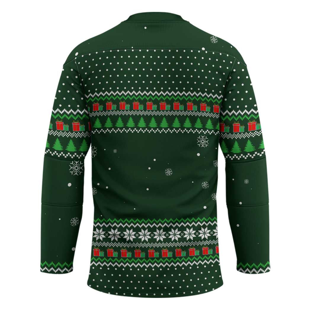 Ight Imma Head Out Santa Funny Christmas Christmas Hockey Jersey Xmas Holiday Patterns - Wonder Print Shop