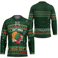Ight Imma Head Out Santa Funny Christmas Christmas Hockey Jersey Xmas Holiday Patterns - Wonder Print Shop
