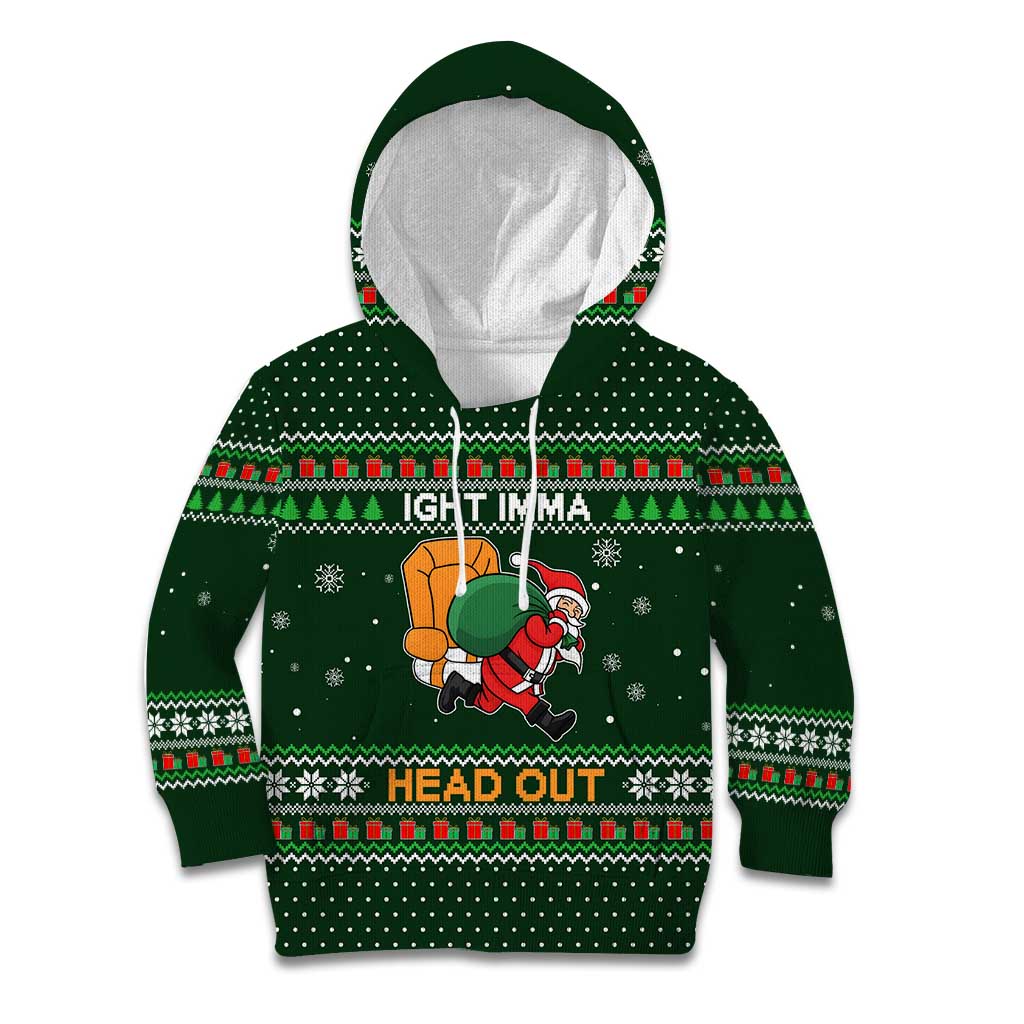 Ight Imma Head Out Santa Funny Christmas Christmas Kid Hoodie Xmas Holiday Patterns - Wonder Print Shop