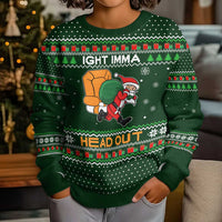 Ight Imma Head Out Santa Funny Christmas Kid Ugly Christmas Sweater Xmas Holiday Patterns - Wonder Print Shop