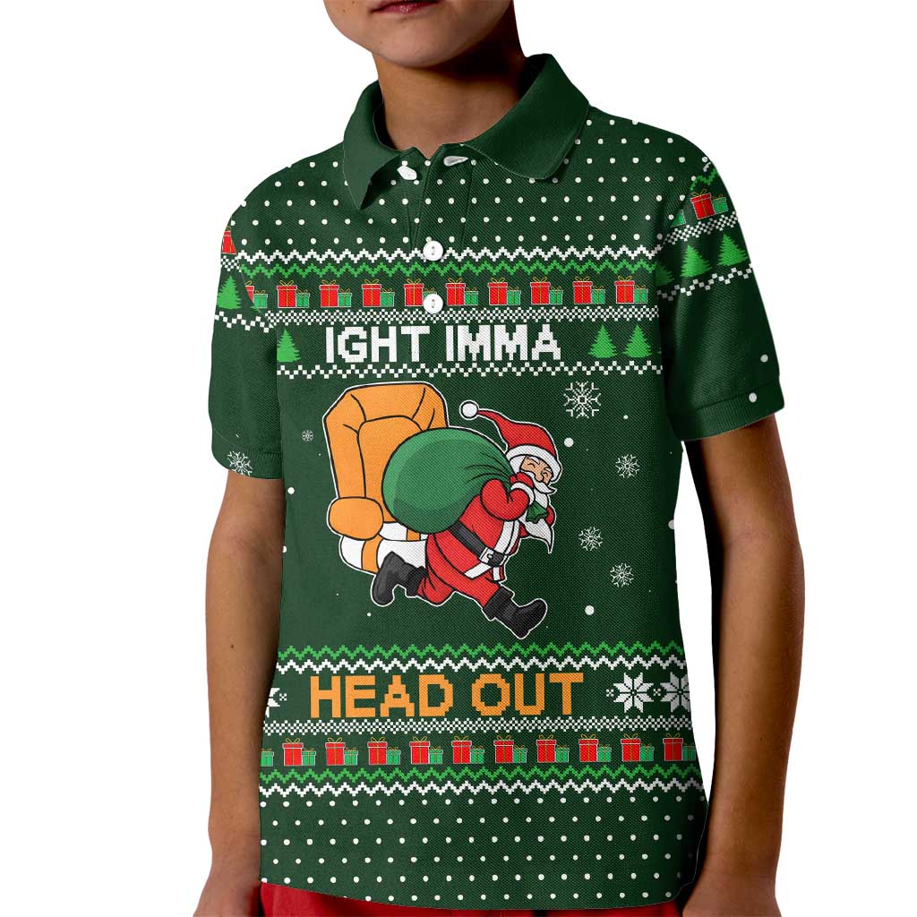Ight Imma Head Out Santa Funny Christmas Christmas Kid Polo Shirt Xmas Holiday Patterns - Wonder Print Shop