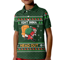 Ight Imma Head Out Santa Funny Christmas Christmas Kid Polo Shirt Xmas Holiday Patterns - Wonder Print Shop