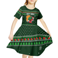 Ight Imma Head Out Santa Funny Christmas Christmas Kid Short Sleeve Dress Xmas Holiday Patterns - Wonder Print Shop
